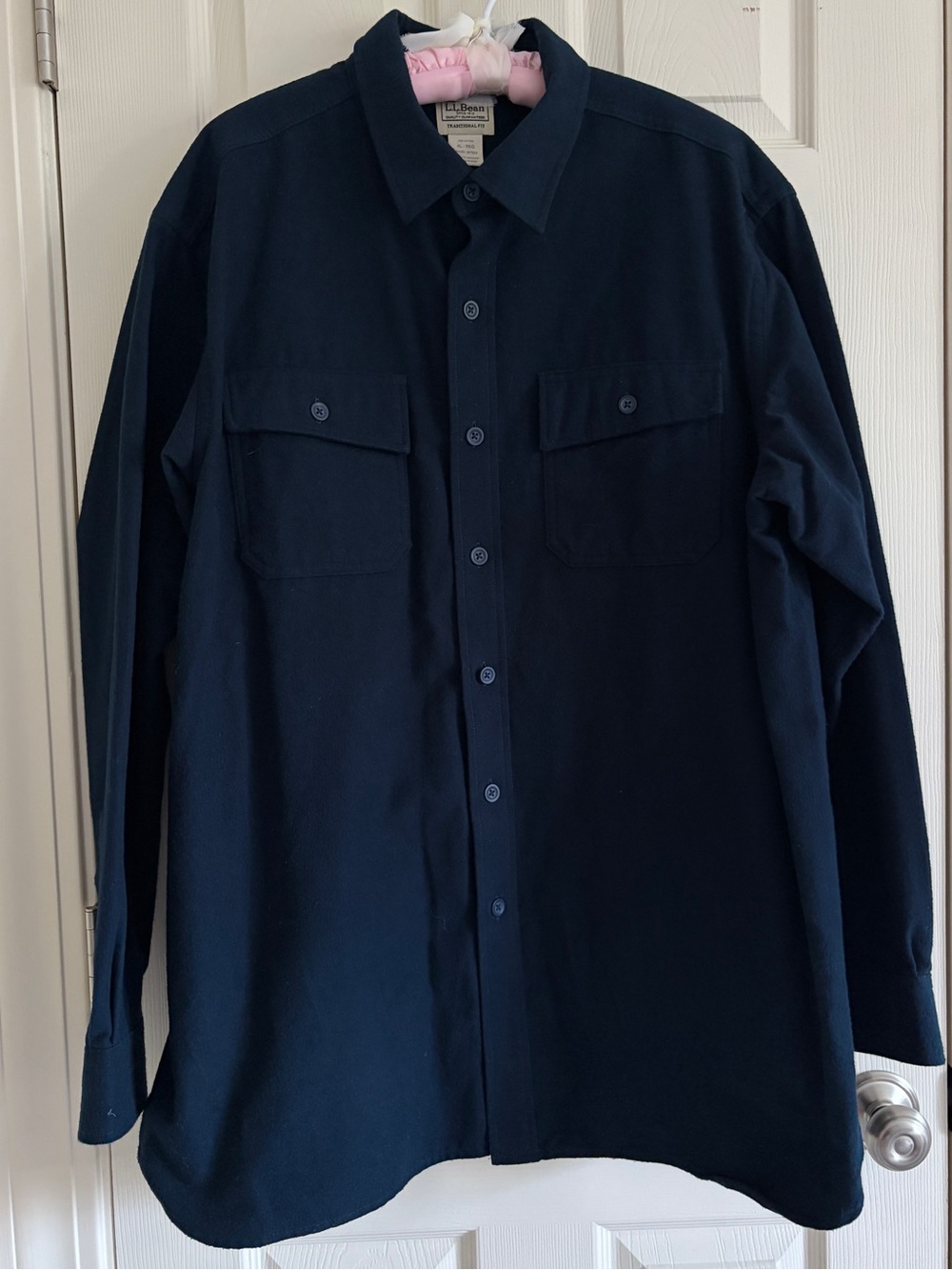 L.L. Bean Men's Navy Button-Down Chamois Shirt Size XL